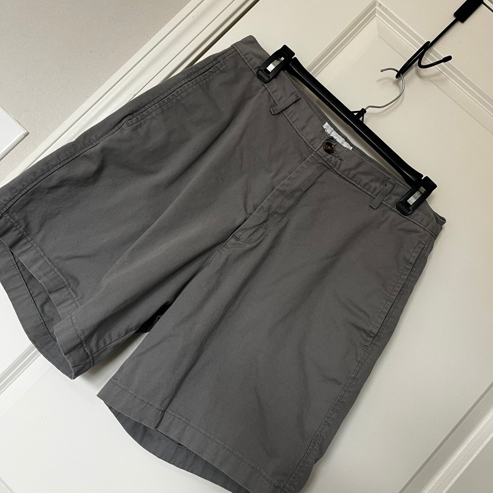Mens Gray Flat Front Chino Shorts Size 34W Saddlebred